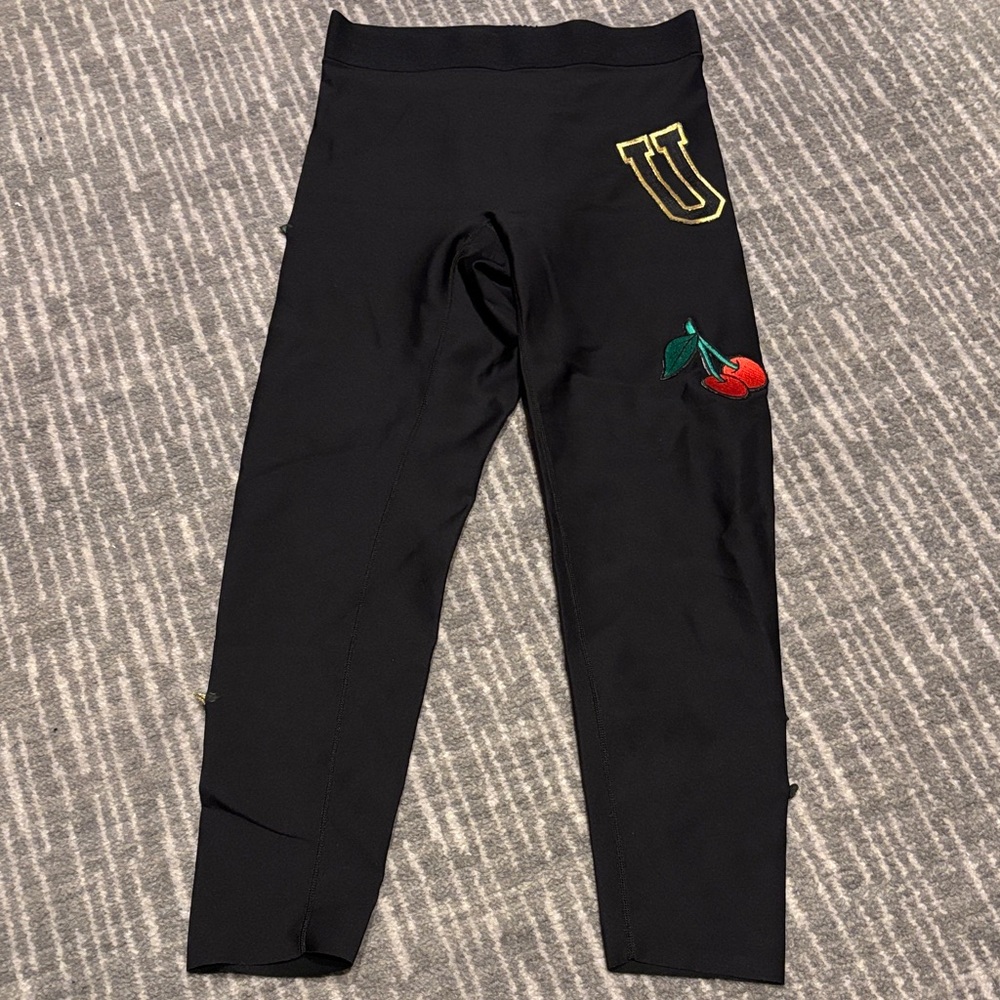 Ultracor Black Leggings with Cherry and Letter Detail